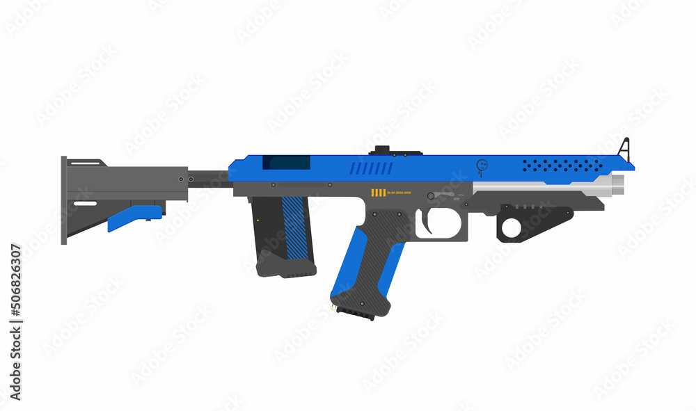 Futuristic Sci-Fi Pistol flat vector. Weapon set. Gun. Futuristic Sci-Fi Pistol flat vector. Weapon set. Gun.