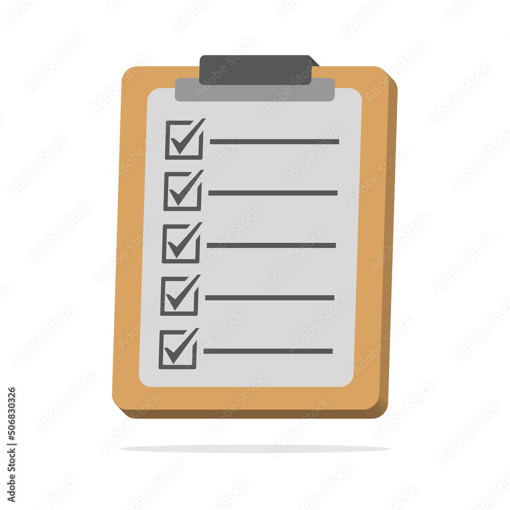 Obraz premium 3d checklist on clipboard paper in minimal cartoon style