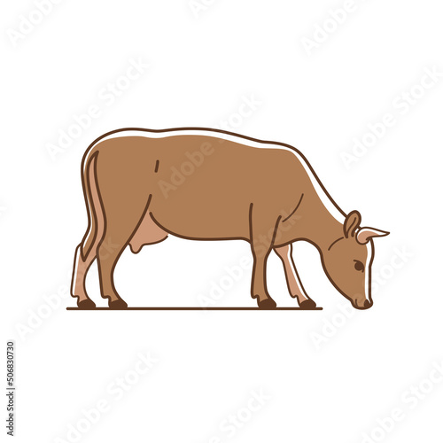 Cartoon cow - cute character for children. Vector illustration in cartoon style.