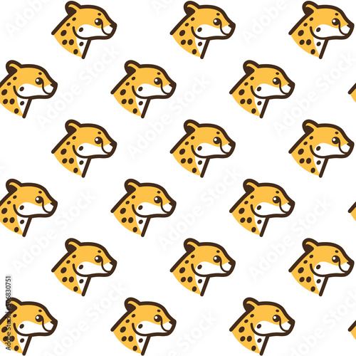 Seamless trendy animal pattern with cheetah head. Outline vector illustration for prints, clothing, packaging and postcards.