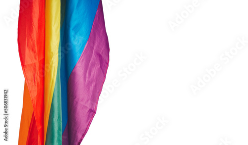 The rainbow flag or LGBT is on a white background