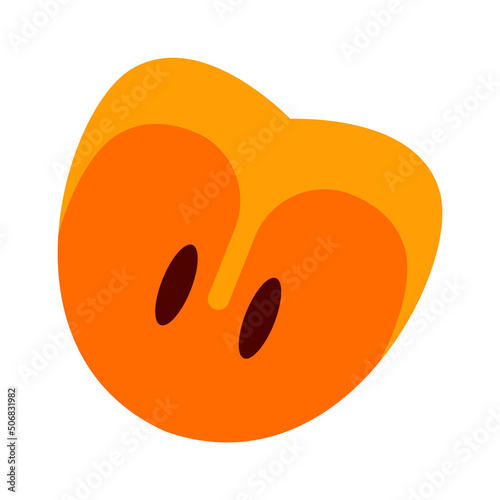 Sliced persimmon Exotic Fruit. Vector illustration