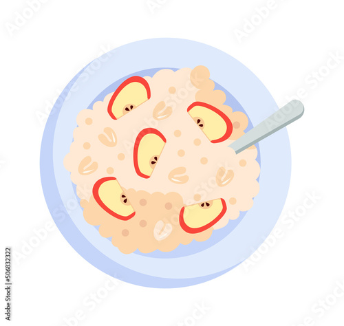 Muesli with apples. Healthy food. Vector illustration