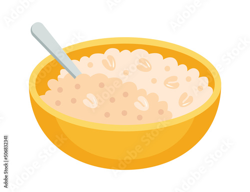 Oatmeal breakfast. Healthy food. Vector illustration