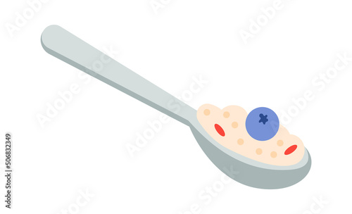 Spoonful of oatmeal. Vector illustration