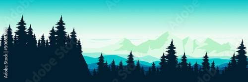 mountain landscape scenery flat design vector illustration good for wallpaper  banner  background  backdrop  adventure design  tourism  and design template