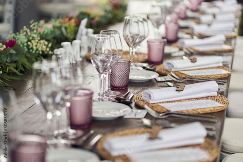table set for a wedding banquet