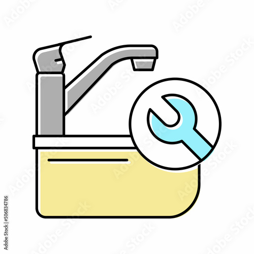 faucet repair color icon vector illustration