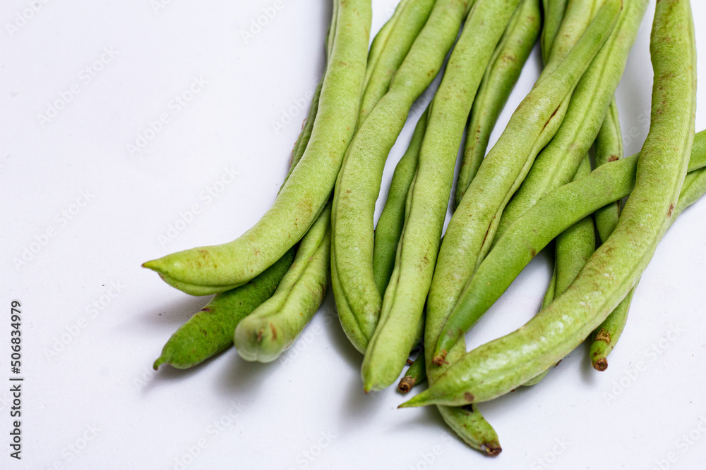 Indonesian green beans. Green beans isolated on a white background Indonesian green beans. Green beans isolated on a white background