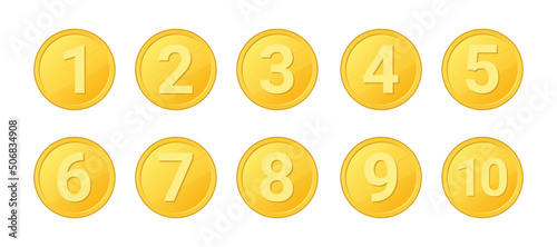 set of gold coin number, vector number coin, gold medal number 