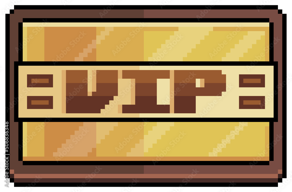 Pixel art VIP card vector icon for 8bit game on white background
Pixel art VIP card vector icon for 8bit game on white background