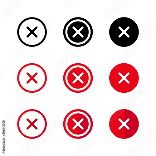 delete button flat icon set