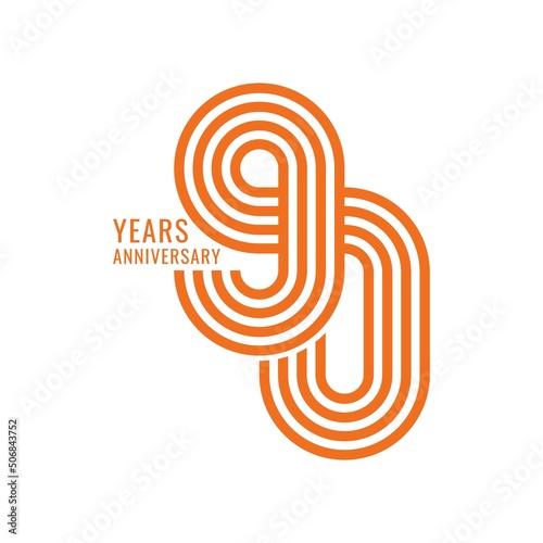 90 Year Anniversary Logo, Vector Template Design element for birthday, invitation, wedding, jubilee and greeting card illustration.