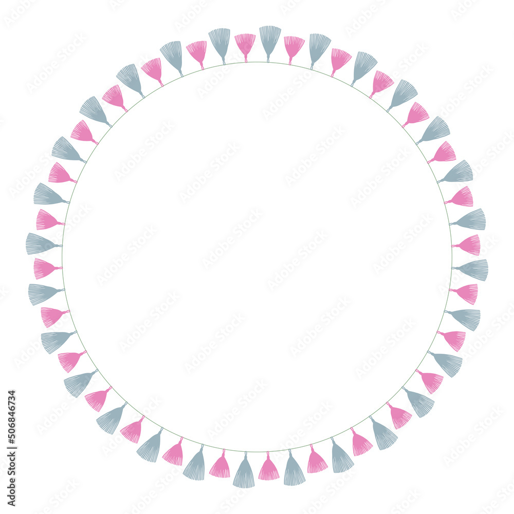 Tassel circle  frame. Round decorative border.