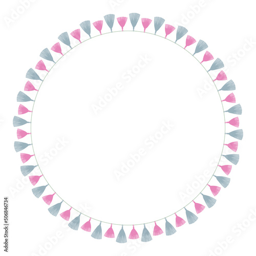 Tassel circle frame. Round decorative border.