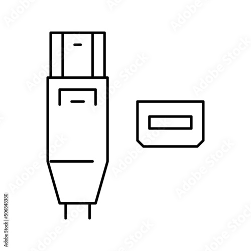 thunderbolt port line icon vector illustration