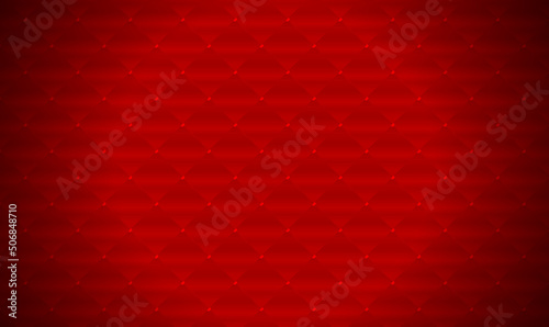 Luxury Red leather upholstery pattern. 3d realistic upholstery seamless pattern. Royal Red vintage leather upholstery leather background. Abstract background rhombuses and circles of red color. Vector