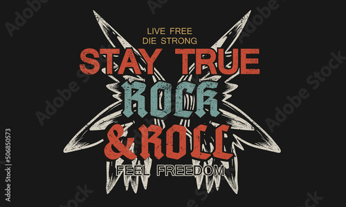 Rock and roll vector print design. Wing artwork for posters, stickers, background and others. 