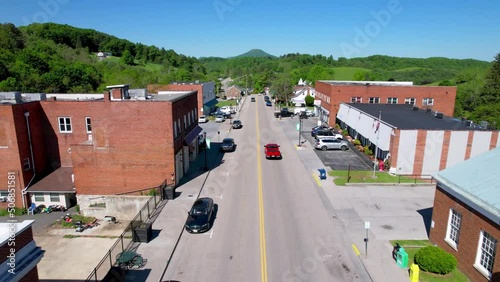 cars on street in tazewell virginia in tazewell county virginia flying over neighborhoods, photo