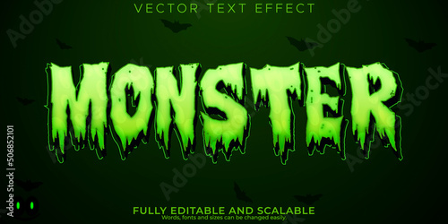 Fototapeta Monster horror text effect, editable zombie and scary text style