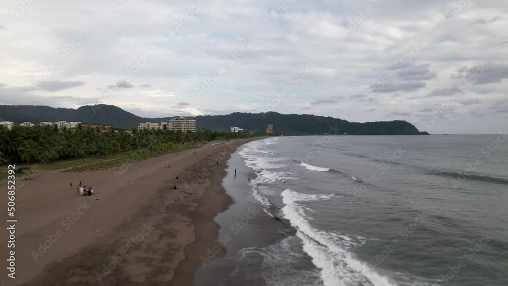 Beach sunset filming at low altitude, Aerial drone images, Beach Jaco, Puntarenas, Costa Rica, Beach sunset filming at low altitude, Aerial drone images, Beach Jaco, Puntarenas, Costa Rica,