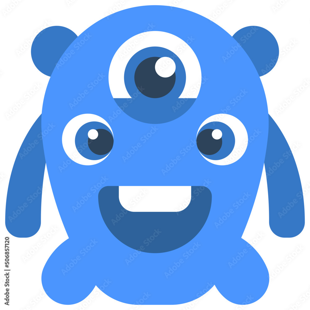 Fototapeta premium Three Eyes Monster Icon