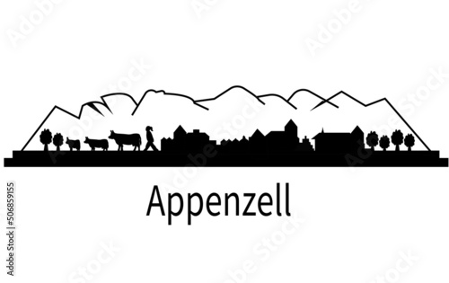 City Skyline of Appenzell, Switzerland