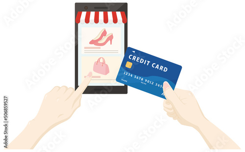 スマートフォンでネットショッピング-ファションアイテム-