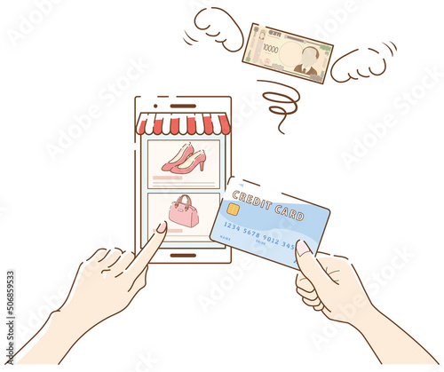 スマートフォンでネットショッピング-ファションアイテム-