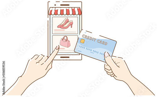 スマートフォンでネットショッピング-ファションアイテム-
