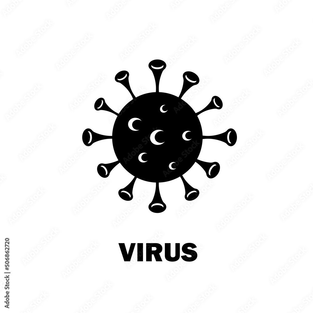 Obraz premium Black and white virus illustration. Monkeypox virus concept. Epidemic. World pandemic. Vector clip art illustration.