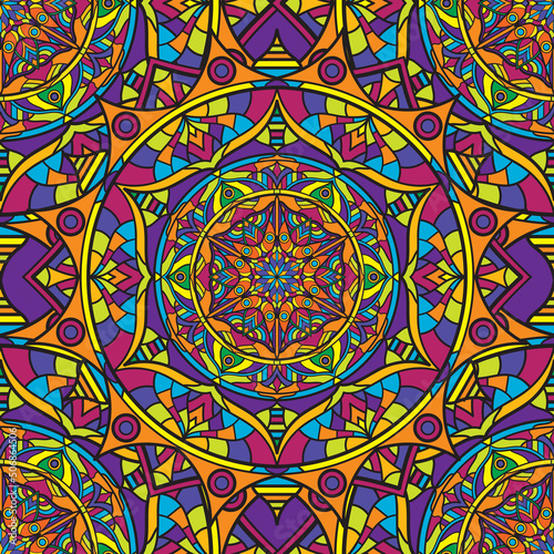 Seamless repeating oriental pattern. Mandala illustration.