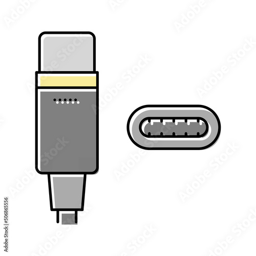 usb type c color icon vector illustration