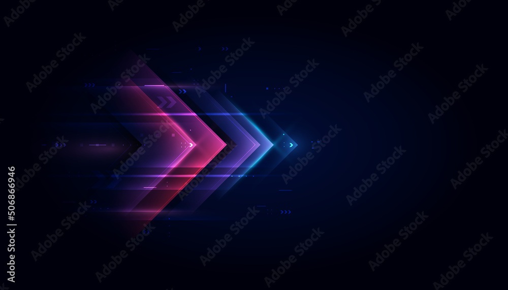 Modern abstract arrows. High-speed technology movement. Dynamic motion on blue background. Movement futuristic pattern for banner or poster design background concept.