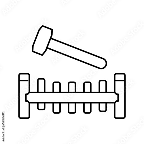 pounding bench line icon vector illustration