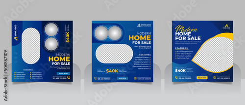 Real estate social media post or house property sale banner square story post marketing web banner template