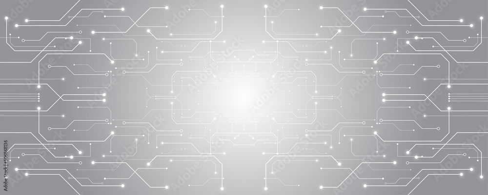 Fototapeta premium Grey white Abstract technology background,Hi tech digital connect, communication, high technology concept, science background