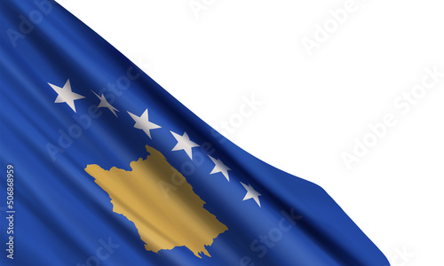 The realistic flag of Kosovo isolated on a white background. Vector element for Independence Day, and Constitution Day. photo