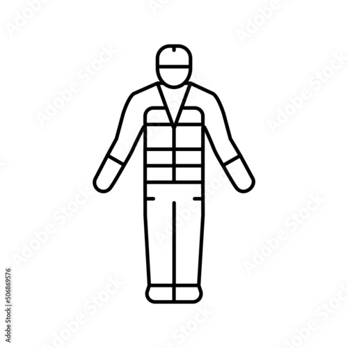 builder in safety costume line icon vector illustration