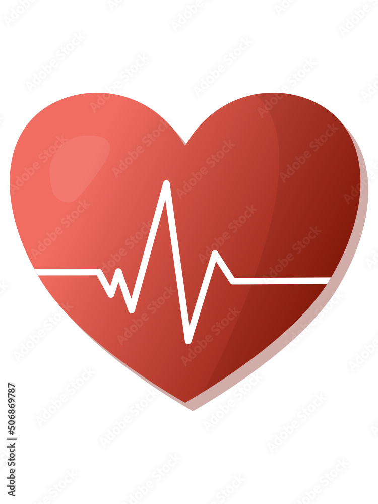 Red heart with a blood pressure meter Red heart with a blood pressure meter