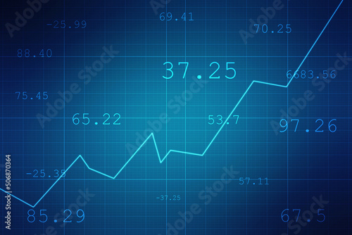 Business Growth graph on technology background, Futuristic raise arrow chart digital transformation abstract technology background. Big data and business growth currency stock and investment economy