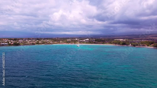 Wallpaper Mural Aerial Timelapse Over Blue Ocean Towards Beachside Resort In Hawaii, Drone Torontodigital.ca