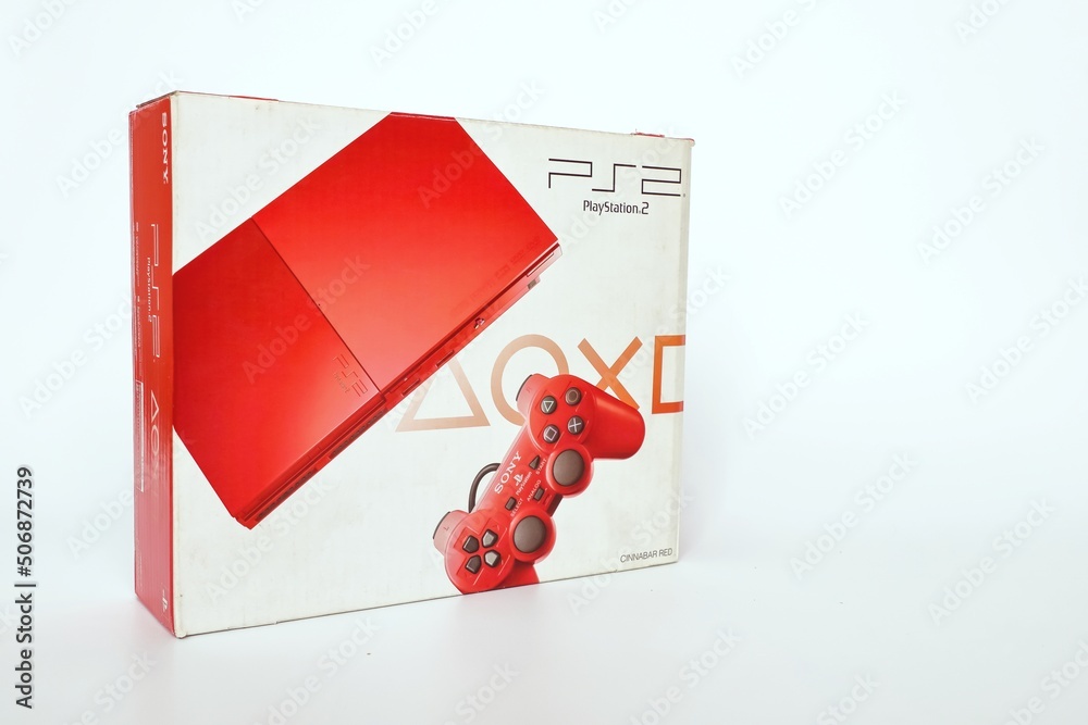 Bangkok, Thailand - May 22, 2022 : Box of Sony PlayStation 2 slim Cinnabar  Red Console edition. Stock Photo | Adobe Stock