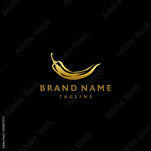 Classic Golden Chili Illustration On Black Background. Classy golden chili illustration with detailed lighting.
