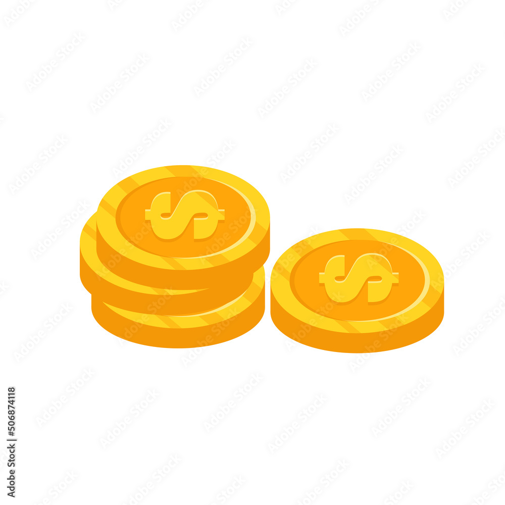 Gold dollar handful of coins. Vector flat illustration Gold dollar handful of coins. Vector flat illustration