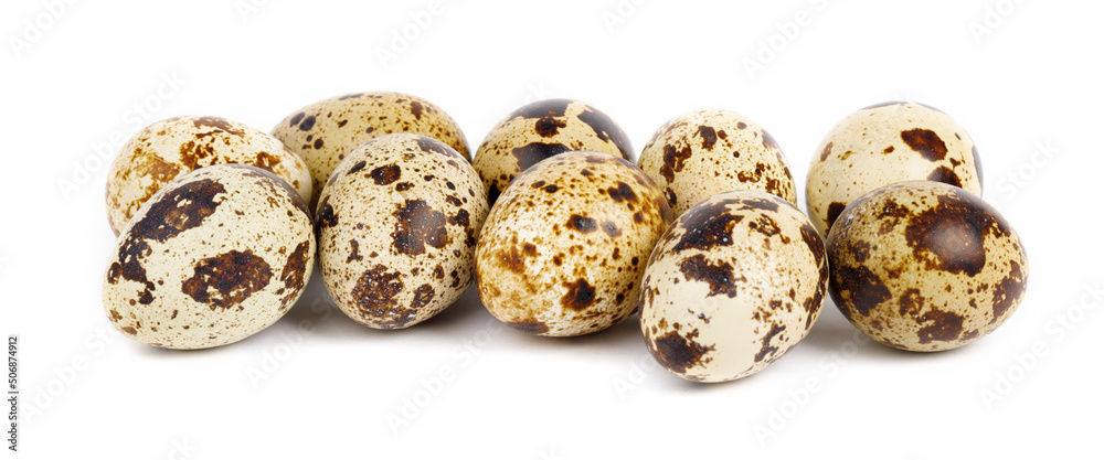 Quail eggs cut out on a white background. Diet food