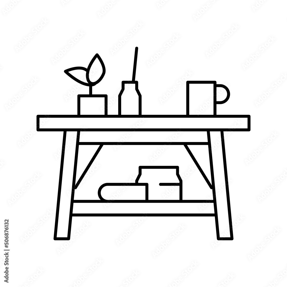 coffee table furniture line icon vector illustration coffee table furniture line icon vector illustration