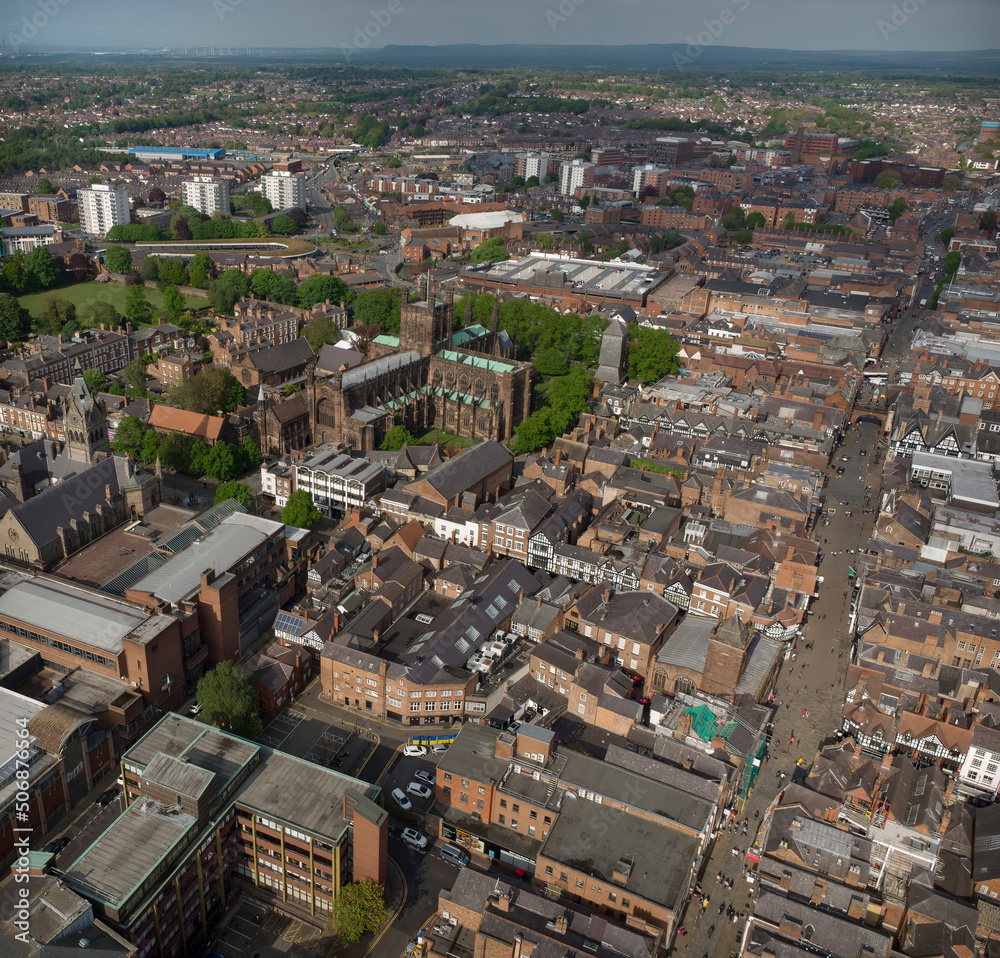 Generic aerial view of Chester in Cheshire UK