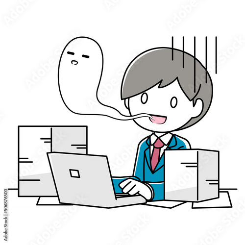 働きすぎな男性のイラスト
