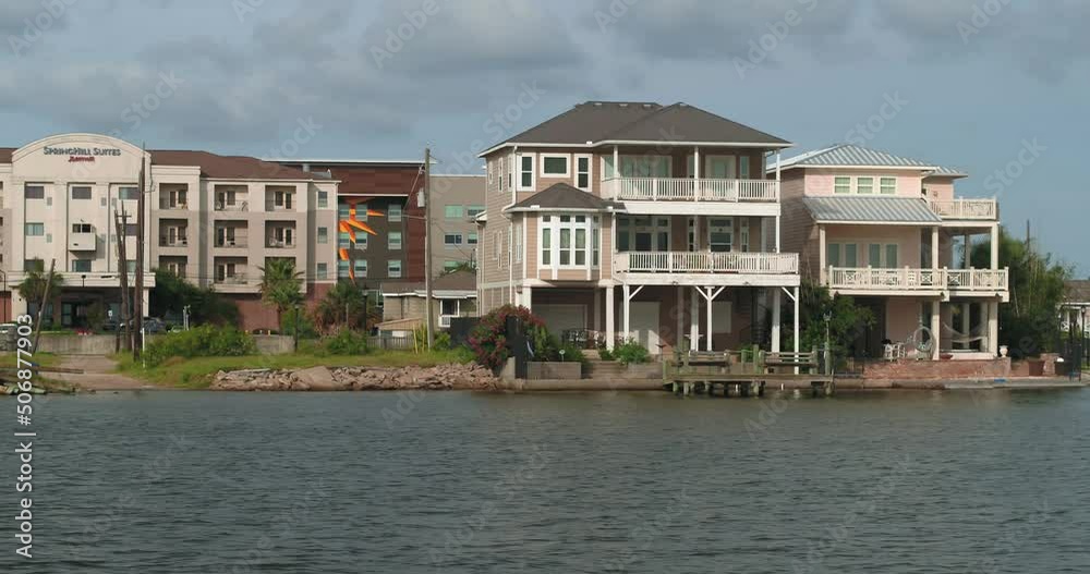 Aerial of affluent Lakefront homes in near Galveston, Texas Aerial of affluent Lakefront homes in near Galveston, Texas